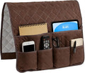Sofa Armrest Organizer with 6 Pockets, Remote Control Holder for Recliner, Non-Slip Couch Sofa Chair Armrest Organizer, Armchair Caddy Bedside Storage for Magazine Book TV Phone iPad Tablet (Coffee)