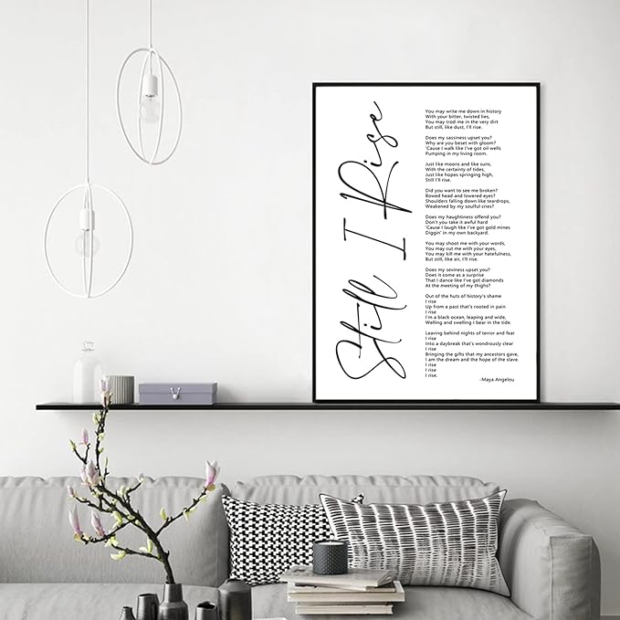 Maya Angelou Quotes Wall Art Canvas Still I Rise Poster Black Art Wall Decor Motivational Posters Inspirational Quotes Wall Art Black Woman Picture for Office Artwork Decor 16x24 Inch Unframed