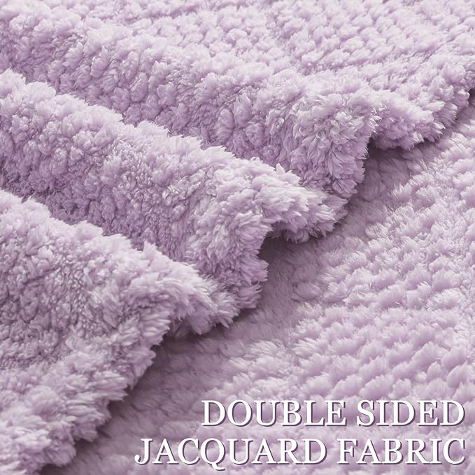 Whale Flotilla Fuzzy Fleece Throw Blanket for Couch, Bed, Soft Fluffy Jacquard Waffle Blankets for All Season, Lightweight and Warm, 50x60 Inch, Lilac