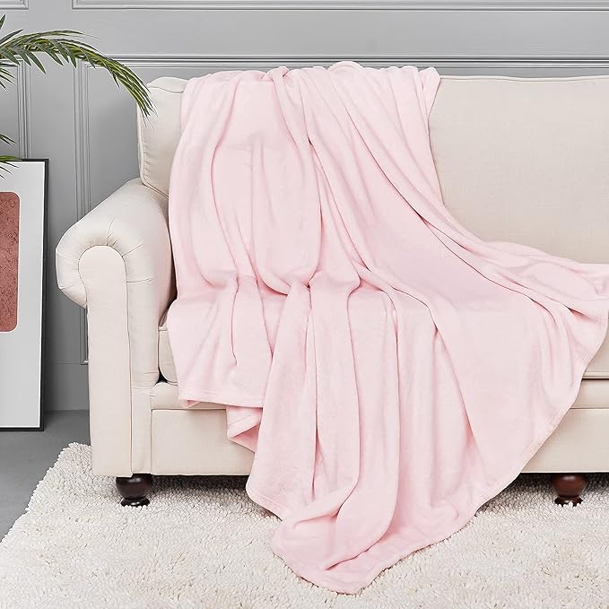 StangH Fleece Baby Blankets Twin Size, Super Soft Cozy Flannel Blanket for Couch, Lightweight Fuzzy Bed Blanket, Moving Blanket for Picnic/Travel, (Twin Size 60 x 80, Pink)