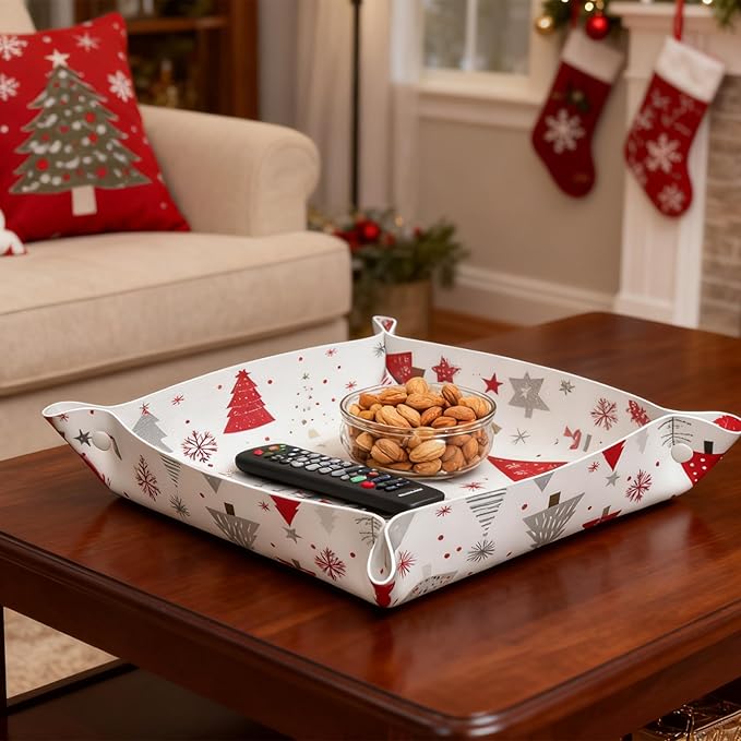 Tray Leather Valet Tray Winter Tree Catchall Trays Key Organizer Night Stand Organizer Bedside Vanity Trays Decor for Entryway Table