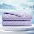 Cozy Bliss Seersucker Cooling Comforter Twin Size, Q-Max 0.45 Reversible Lightweight Cooling Blanket, Breathable Silk Smooth Summer Bedding Quilt for Hot Sleepers Night Sweats Purple