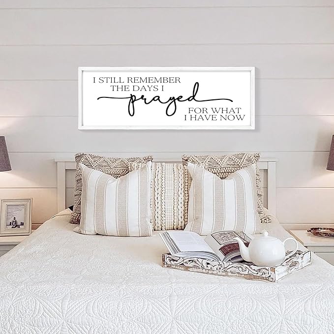 MODE HOME Large Wall Art - "I Still Remember The Days I Prayed for What I Have Now" - Inspiring Farmhouse Wall Decor for Bedroom, Above Bed Wall Decor, Living Room, or Dining Room Display, Rustic Bedroom Wall Art for Home Decor