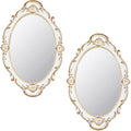 Eaoundm 14.5 x 10 inchs Oval Antique Decorative Wall Mirror Vintage Hanging Mirror (White 2 Pcs)