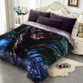 JYK Soft Fleece Bed Blanket King Size 5.7 LB, Korean Style 2 Ply Reversible Fluffy Flannel Blanket Microfiber, Warm Cozy Blanket for Autumn, Winter 83x91 Inches - Black Panther/Lion