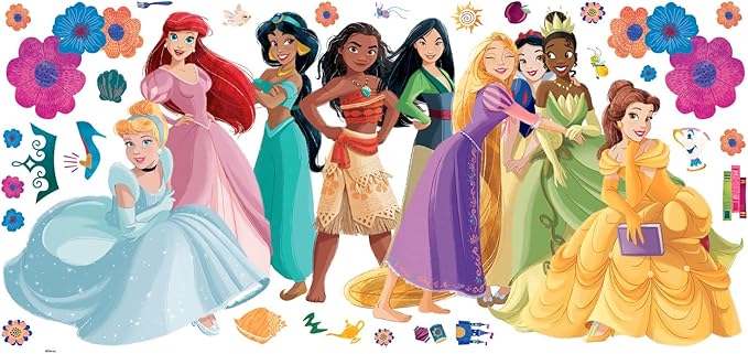 RoomMates RMK5330GM Disney Princess Flowers and Friends Giant Peel and Stick Wall Decals, Multi