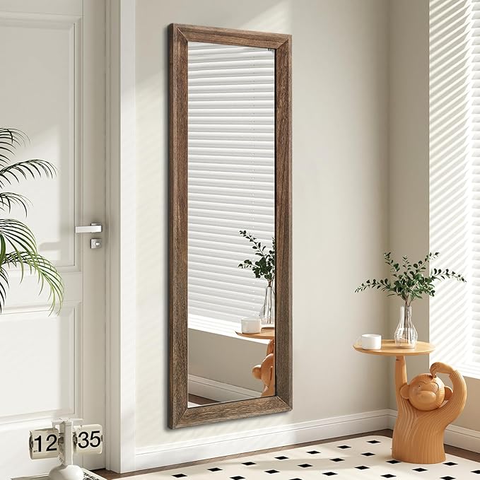 AAZZKANG Hanging Mirror Full Length Vintage Large Mirrors Wooden Framed 71"x30" for Bedroom Living Room Bathroom Entryway Wall Mounted Vertically or Horizontally
