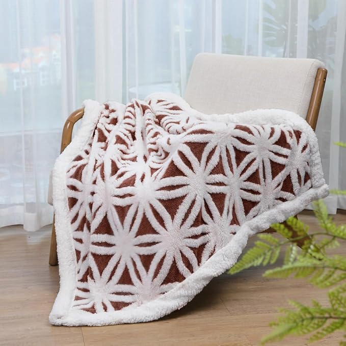 LOMAO Sherpa Fleece Blanket Easter Gifts for Mom Cozy Soft Throw Blanket for Women Men Dual Sided Couch Sofa Bed Blanket (Brown, 51"x63")