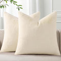 Pallene Faux Fur Plush Throw Pillow Covers 16x16 Set of 2, Soft Fluffy Couch Pillow Covers for Living Room, Beige