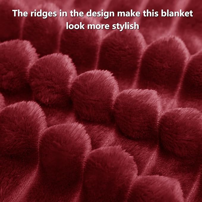 Soft Deep Red Throw Blanket for Couch - 300GSM Cozy Fleece Blanket for Women, Cute Fluffy Lightweight Blankets Birthday Gifts for Her Him, Spring Home Room Decor, Deep Red, 50x60 Inches