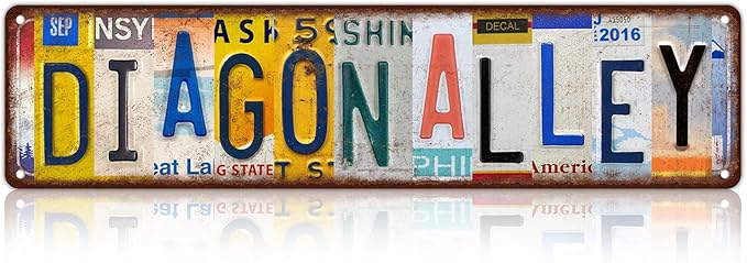 Vintage Diagon Alley Wall Decor Street Signs Magic Metal Tin Signs 16 x 4 Inches