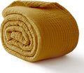 100% Cotton Muslin Blanket Queen 90" x 90", 6 Layers Breathable and Lightweight Cotton Throw Blankets for Bed, Soft Cooling Summer Gauze Blanket for Adults All Season, Mustard