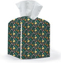 Tissue Box Cover, Tissue Box Holder, Square with Belt Bottom, PU Leather Decorative Organizer for Desk, Tabletop, Countertop Bathroom, Toilet, Car, Office, Dresser Kitchen, Aesthetic Wildflowers Decor