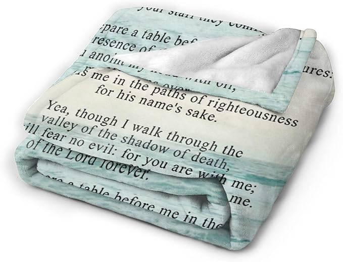 Christian Bible Psalm 23 Throw Blanket - Religious Verse Gifts and Decor for Girls, Women, Men, Kids, Adults - Soft Warm Cozy Fleece for Couch, Sofa, Bed 50"x40"