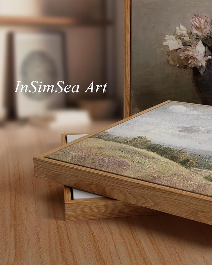 InSimSea Framed Canvas Wall Art Vintage Decor, Large Coastal Wall Art, Seaside Painting Prints, Modern French Country Farmhouse Decorations, Rustic Wall Decor for Living Room Bedroom, 20"x30"