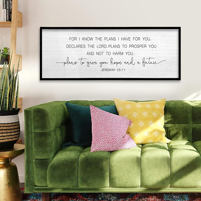 TQianJiang Jeremiah 29:11 Wall Art Bible Verse 40"x15" For I Know The Plans I Have For You Sign Large Christian Scripture Blessing Hanging Decoration (Black