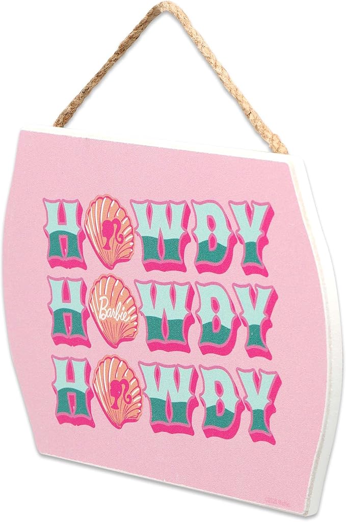 Mattel Barbie Howdy Hanging Wood Wall Decor - Cute Barbie Sign for Bedroom or Playroom