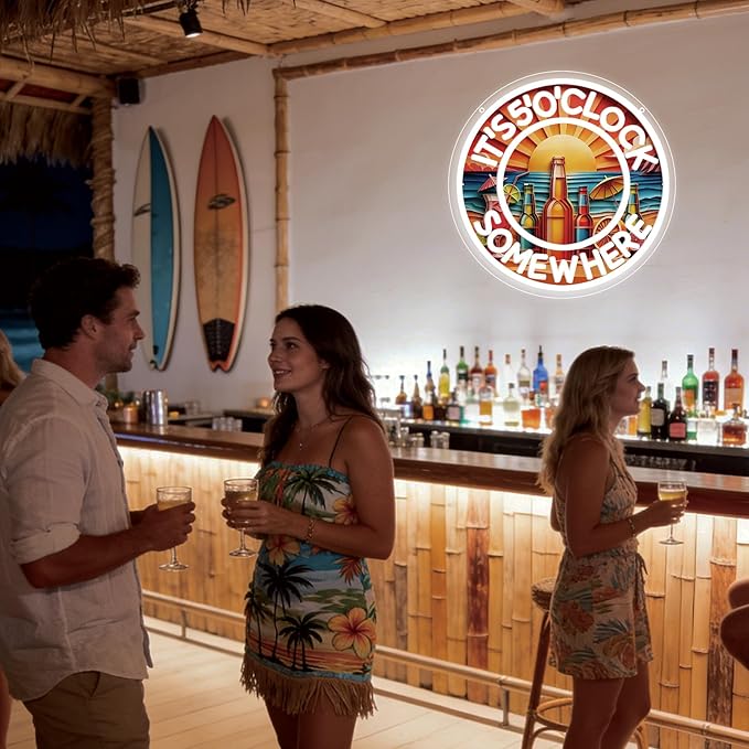 Its 5 00 O'clock Some Where Neon Signs for Wall Decor,Beer Neon Led Sign for Palm Tree Sunset Beach Bar Man Cave Garage Neon Light Five Oclock Somewhere Sign.