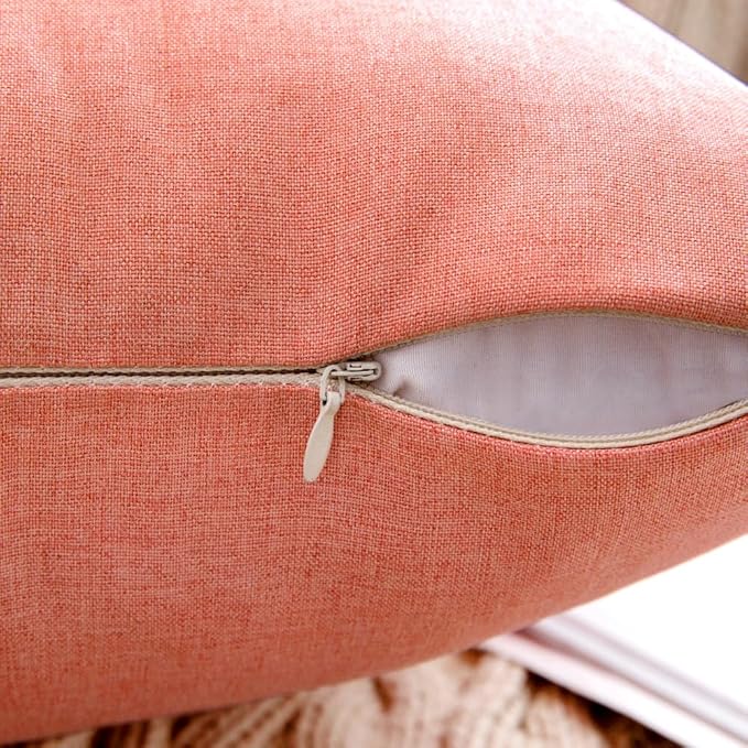MIULEE Pack of 2 Decorative Outdoor Solid Waterproof Throw Pillow Covers Spring Valentine Faux Linen Garden Farmhouse Cushion Cases for Patio Tent Balcony Couch Sofa 20x20 Inch Blush Pink