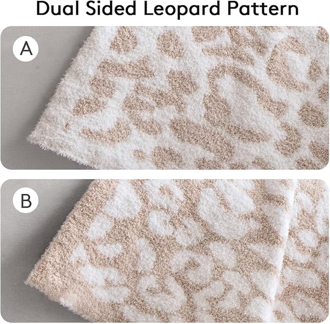 MH MYLUNE HOME Ultra Soft Leopard Throw Blanket (50x60 inches) Microfiber Blankets Plush Warm Reversible Cheetah Blanket Leopard Pattern Throw for Couch Bed Sofa - Khaki, 50"x60"