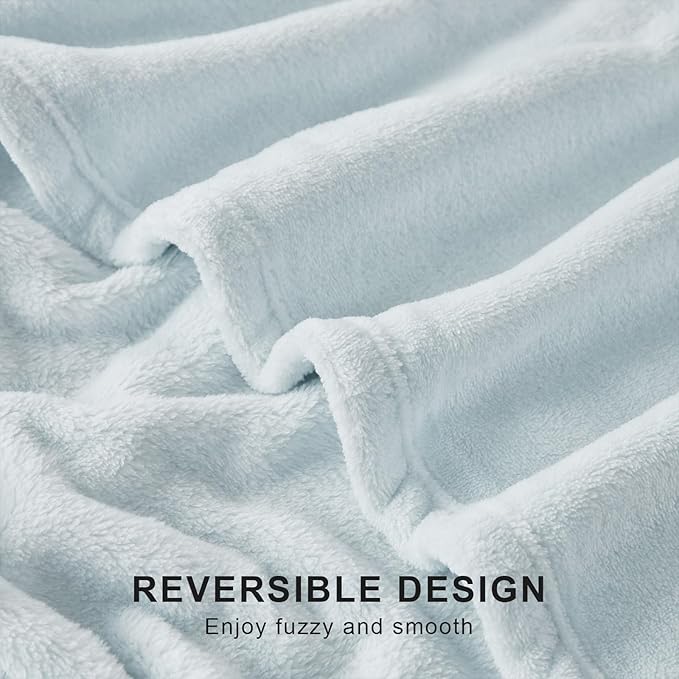 Hansleep Fleece Ice Blue Twin Blanket, Super Soft Flannel Fuzzy Plush Cozy Blanket for All Seasons, Ice Blue, Twin 60x80 Inches