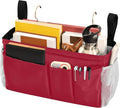 YETTASBIN Red Bedside Caddy Hanging Storage Organizer Bag with 2 Straps & Hooks for Bunk Beds, College Dorm, Hospital Bed - Holder for Books, Phone, Magazine, Glasses, Keys