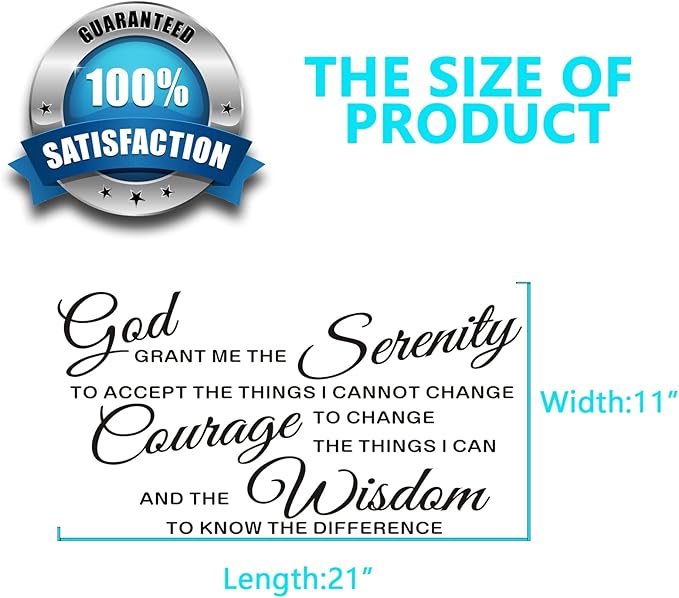 AnFigure Prayer Wall Decor, Inspirational Wall Decals for Living Room Quotes Bathroom Family Christian Bible Verse Faith Biblical Jesus Home Art Decor Vinyl Stickers God Grant Serenity Prayer 21"x11"