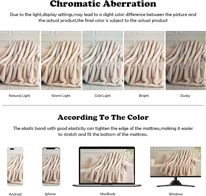 NEWCOSPLAY Faux Fur Twin Blanket Beige Luxury Fluffy Thick Warm Blanket for Couch Sofa Bed 1000GSM (Beige Thick, Twin(60"x80"))