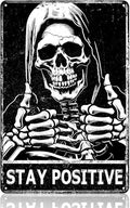 Stay Positive Skull Sign Skull Room Wall Decor Vintage Metal Tin Signs Aesthetic Room Decor Cool Things For Mens Bedroom Funny Posters Retro Sign For Home Living Room Bedroom Decor Gifts