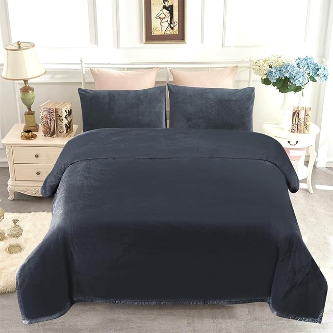 JYK Korean Style Mink Fleece Blanket King Size 4.4 LB, 1 Ply Extra Soft,Lightweight Breathable Plush Fuzzy Cozy King Blanket for Couch Sofa Bed Camping Room Décor, 85x95 Inches, Dark Grey