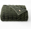 EVERGRACE Luxurious Soft Faux Rabbit Fur Throw Blanket, Cozy Fuzzy Plush Warm Throws for Couch Bed Sofa Chair Home Decor, Ruched Bubble Fluffy Blanket with Reversible Velvet, 50" x 60", Loden Green
