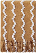 BOURINA Fluffy Chenille Knitted Fringe Throw Blanket Lightweight Soft Cozy for Bed Sofa Chair Throw Blankets, 60" x 80",Mustard