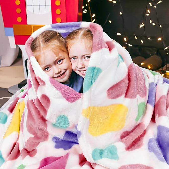 Fleece Throw Blanket for Girls, Soft Cozy Rainbow Blanket for Bed Couch Living Easter Room Home Decor, Colorful Birthday Gifts for Kids Toddlers Women, 50"x60"
