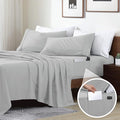 Swift Home Smart Sheets, Ultra Soft Brushed Microfiber 4-Piece Sheet Set, Fitted Bed Sheet with Side Storage Pockets – Silver, King