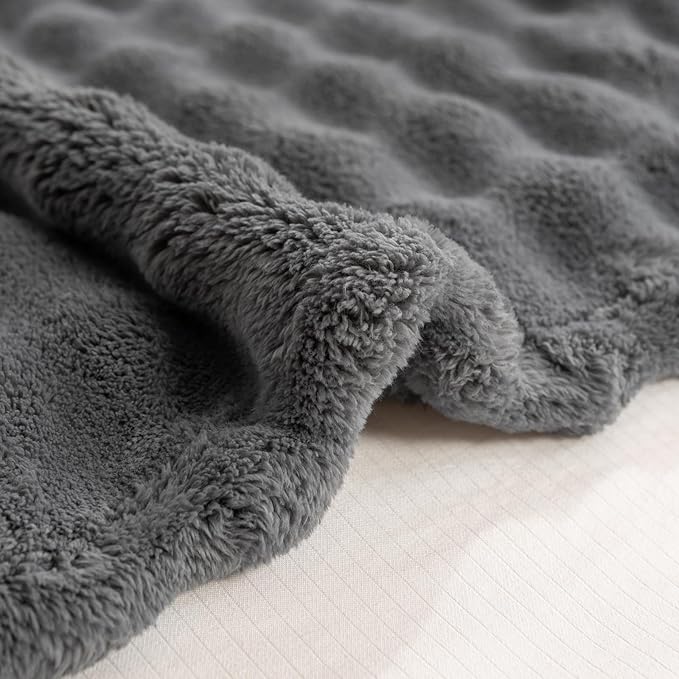 YUSOKI Luxury 3D Bubble Light Weighted Throw Blanket 2.8lb,All Ages,Home Decoration, (Grey,60 * 80inches)
