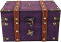 Vintage Treasure Chest Box, Wooden Jewelry Storage Box with Leather & Metal Accents, Decorative Retro Trunk for Home Bedroom Gifts (8.54x5.91x5.12in) (Purple)