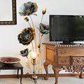TUOKING Black Gold Flowers Wall Stickers Decor Removable Wall Murals Peel and Stick Wall Art Decal Home Decor for Kitchen,Bedroom,Living Room(MS3241)