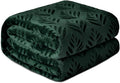 Exclusivo Mezcla Fleece Throw Blanket for Couch, Super Soft and Cozy Blankets All Season Use, Leaves Pattern, Plush Fuzzy Lightweight, Forest Green, 50x60 Inch