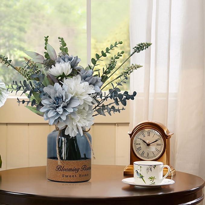Leftover Faux Flowers in Vase,Artificial Flowers in Vase,Table Centerpieces for Dining Room,Flower Centerpieces for Tables,Fake Flowers in Vase,Kitchen Table Decor,Coffee Table Decor…