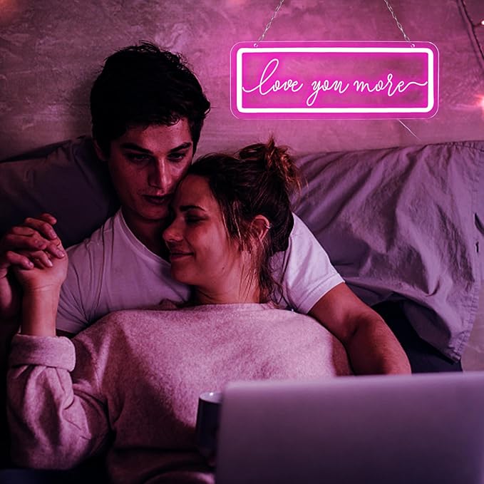 Love You More Neon Sign，LED Neon Lights For Wall Decor，Love Light Up Night Light For Bedroom Wedding Birthday Party Decoration Couple Lovers Valentine's Day Gift