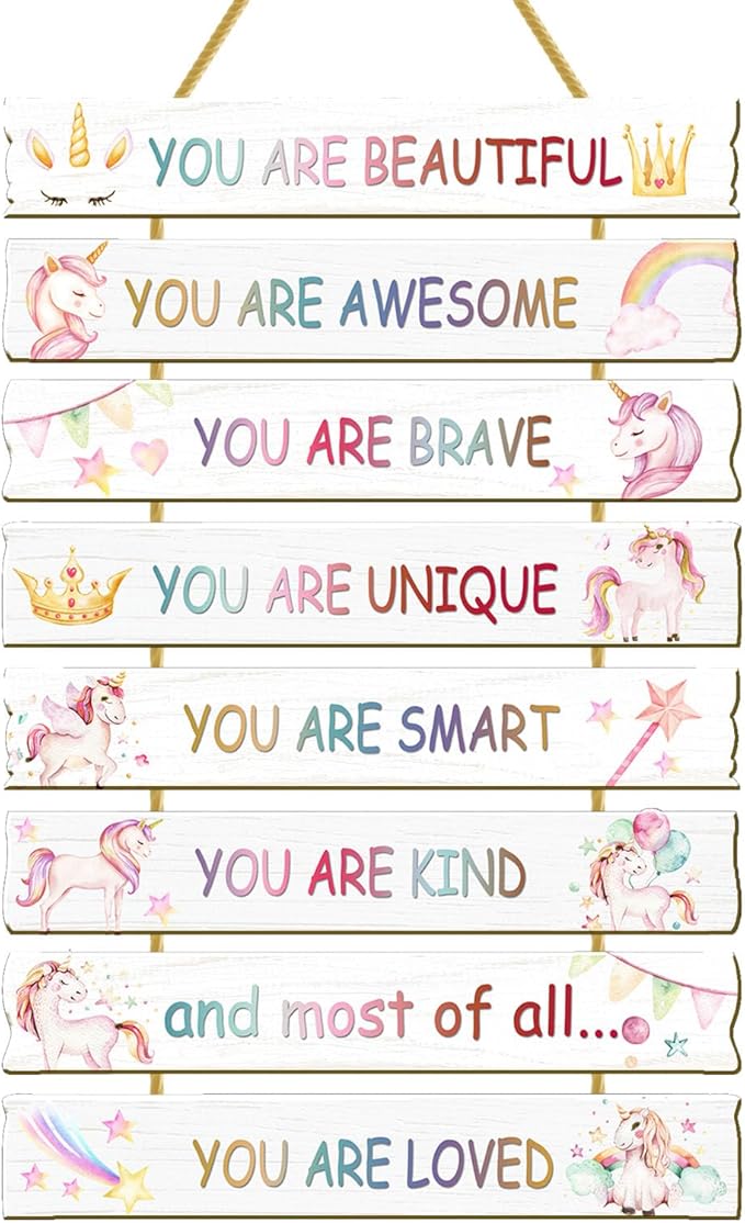 Rutiyoka Unicorn Wall Art for Girls' Bedroom - Inspirational Decor for Kids' Room & Nursery