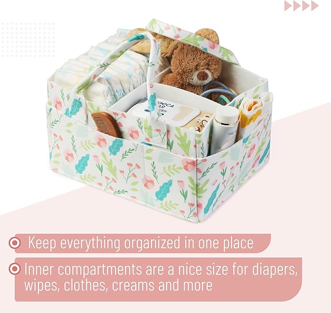 Mr. Pen- Baby Diaper Caddy Organizer, Blooming Palette, Diaper Organizer, Car Diaper Caddy
