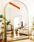 Full Length Floor Mirror, 82x42 Inch Oversized Arched Standing Mirror in Gold for Bedroom, Living Room, Dressing Room - Elegant Freestanding Leaning Mirror Decor