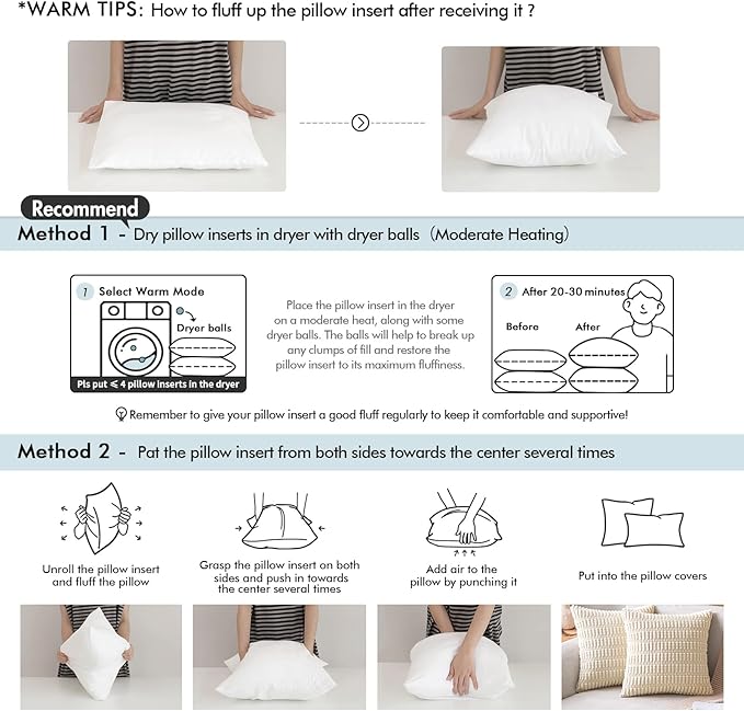 MIULEE Pack of 4 20x20 Outdoor Pillow Inserts, Water-Resistant Throw Pillow Inserts Decorative Premium Square Pillow Stuffer Sham for Porch Swing Couch Sofa Cushion Patio Furniture