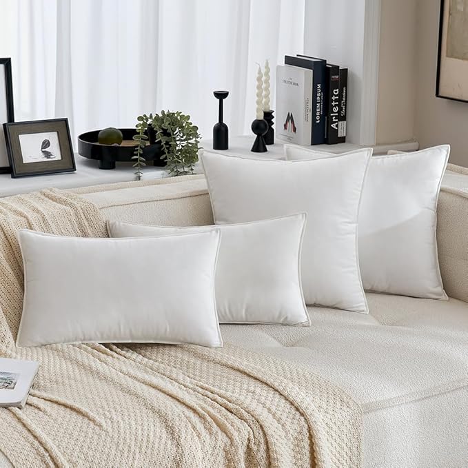 MIULEE Pure White Velvet Throw Pillow Covers 18x18 Soft Decorative Solid Square Cushion Cases Pack of 2 Modern Luxury Home Decor for Couch, Sofa, Bedroom