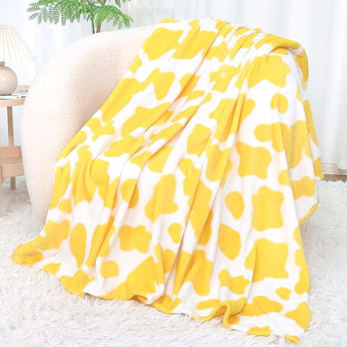 Yellow Blanket Twin Size for Bed & Couch - Large Soft Plush Fleece Blanket Throws for Families, Yellow Western Country Decor for Bedroom & Living Room, All Seasons Cozy Bedding 60" x 80"
