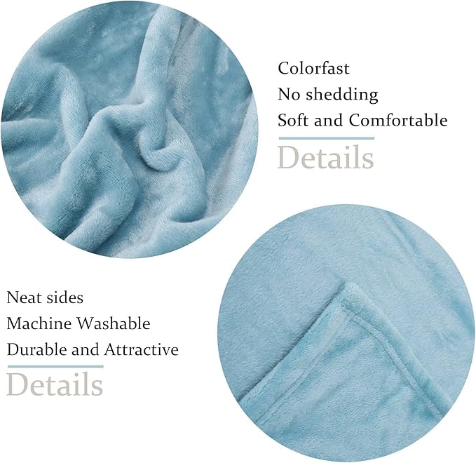 NANPIPER Fleece Blankets Super Soft Flannel Queen Size Blanket for Bed Luxury Cozy Microfiber Plush Fuzzy Blanket,Light Blue