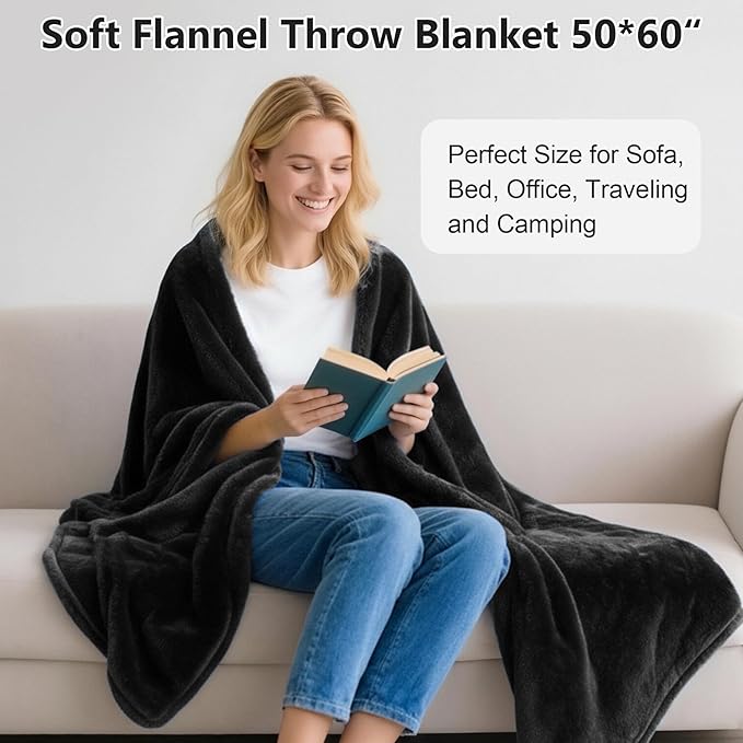Lukeight Fleece Throw Blanket, Luxury Cozy Fuzzy Lightweight Soft Blankets for Sofa Couch Bed Car Travel and Camping (Grey, 50x60 Inches)