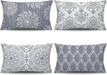 Coliuso Decorative Lumbar Pillow Covers 12x20 Set of 4, Grey and White Modern Simple Square Pillow Case Cushion Cover for Sofa Couch Farmhouse Living Room Bedroom Car(Gray and White)
