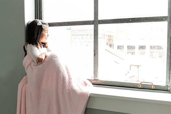 SARANONI Bamboni Luxury Baby Blanket | Cozy & Soft Plush Receiving Blankets | Perfect for Girls & Infant Baby Boy Blankets | Light Pink - 30” x 40”